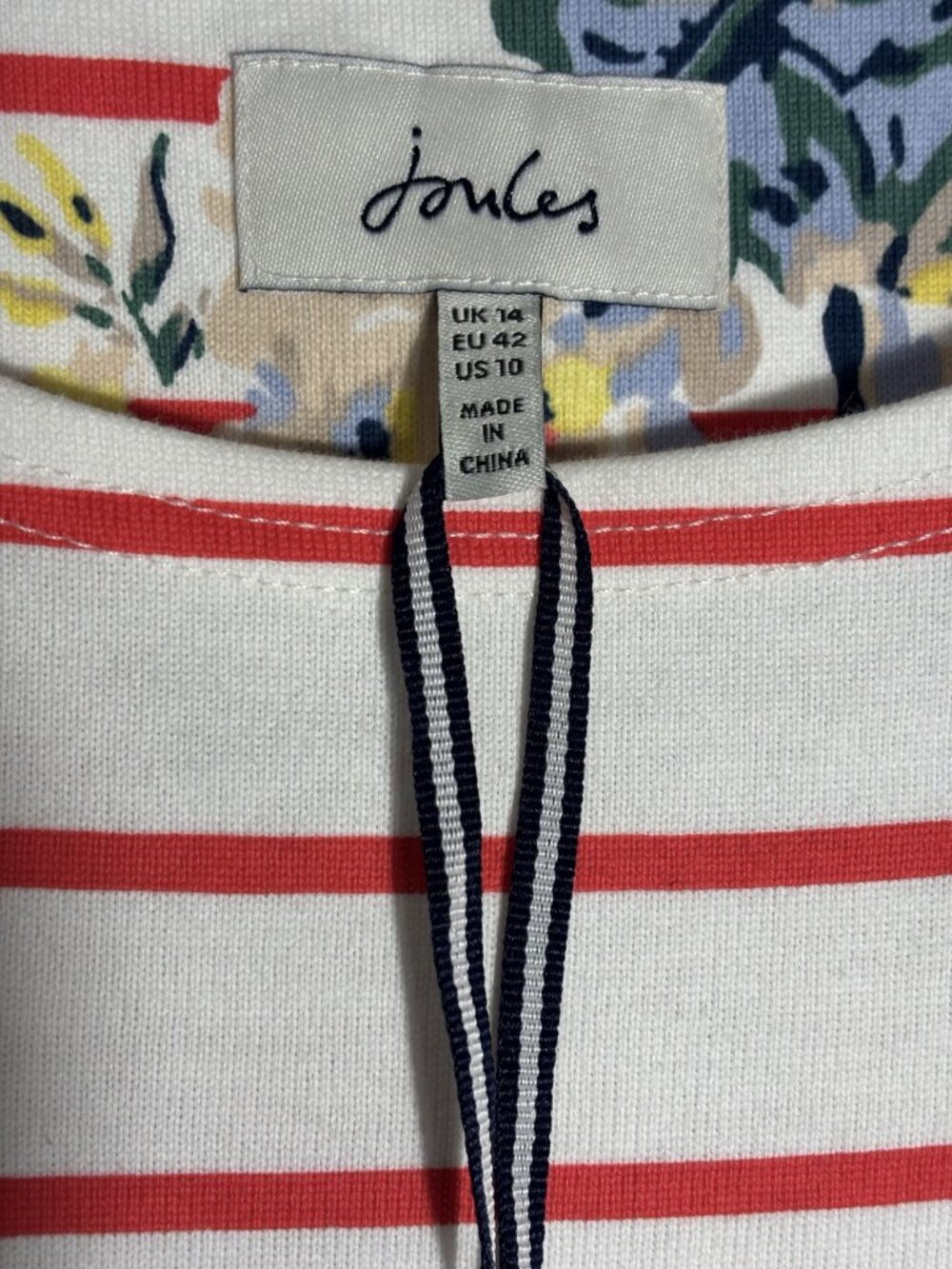 Joules Floral Stripe Sleeveless Dress UK = 14 US = 10 Cotton Lightweight Casual - Picture 3 of 12
